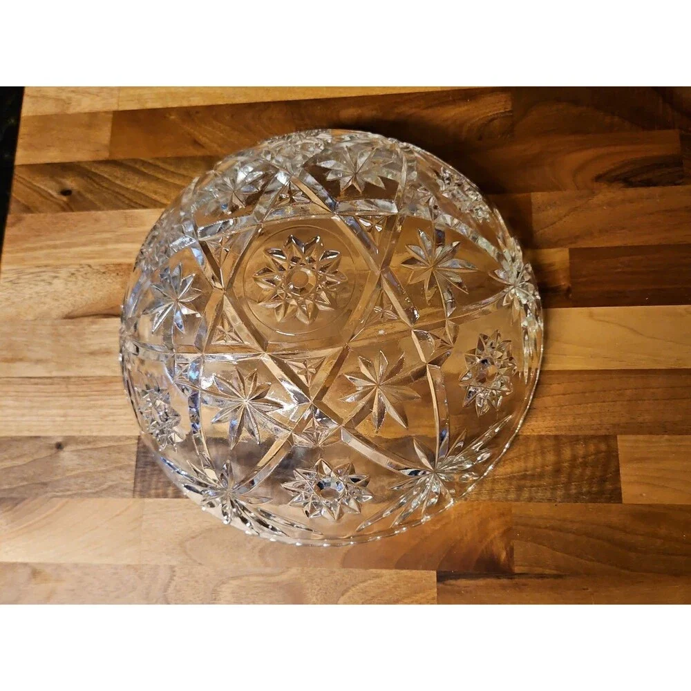 Vintage EAPC Anchor Hocking Star Burst Pressed Glass Bowl 10.75